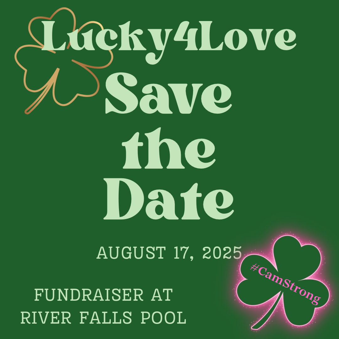 Lucky4Love save the date flyer: August 17, 2025 fundraiser at River Falls Pool