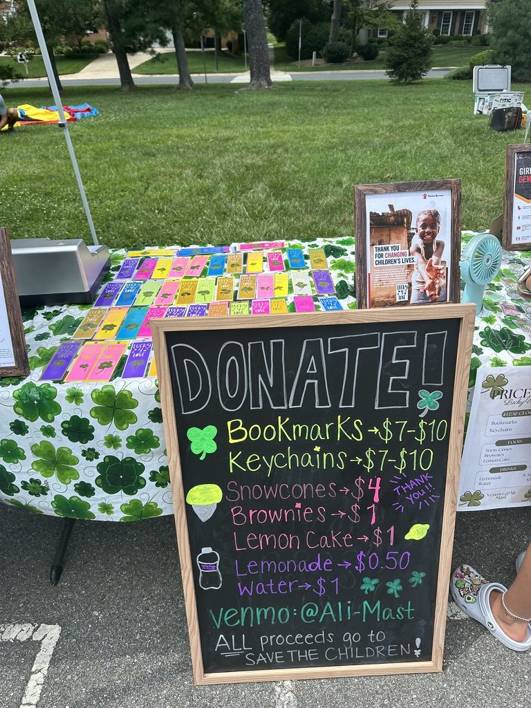 The Lucky4Love table set up at the River Falls Pool fundraiser